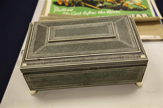 A 19th century Anglo Indian ivory and sadeli work box, 17in.